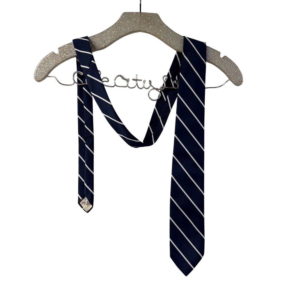 Christian Dior Cravates Navy Blue Neck Tie Striped Vintage Designer